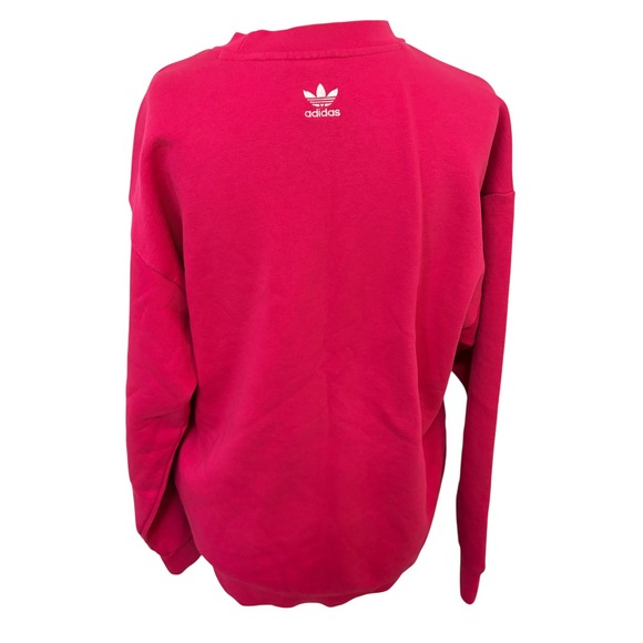 Adidas Hot Pink Crewneck Sweatshirt Oversized XS Embossed‎ Logo Athletic - Picture 5 of 6